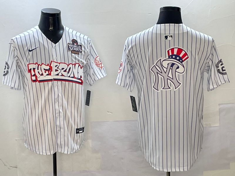 Men New York Yankees Blank White Stripe four generations Joint Name 2025 Nike MLB Jersey style 14